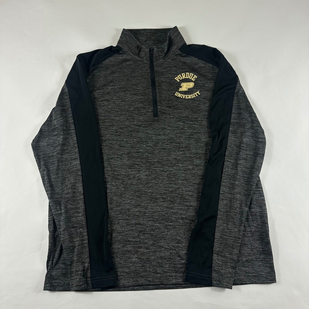 Sport-Tek Purdue University Quarter Zip Pullover Mens XL Gray Black‎ Space Dye